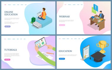 Online Education and Tutorials, Webinar Web Vector clipart
