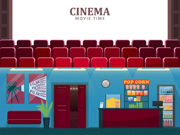 Kino, kino wnętrze z sofą wait — Wektor stockowy