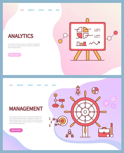 Analytics och Management, Business Online sidor — Stock vektor