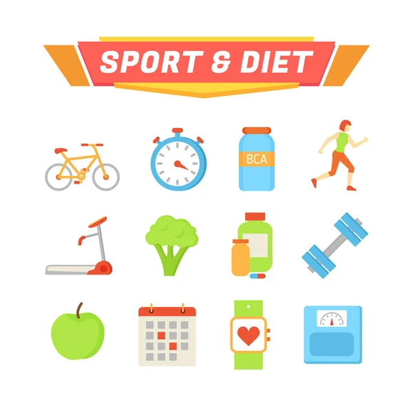 Sport and Diet Poster Icons Vector Illustration — Stock Vector