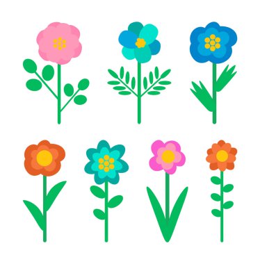 Kır çiçekleri nesneleri, doğa elemanları izole