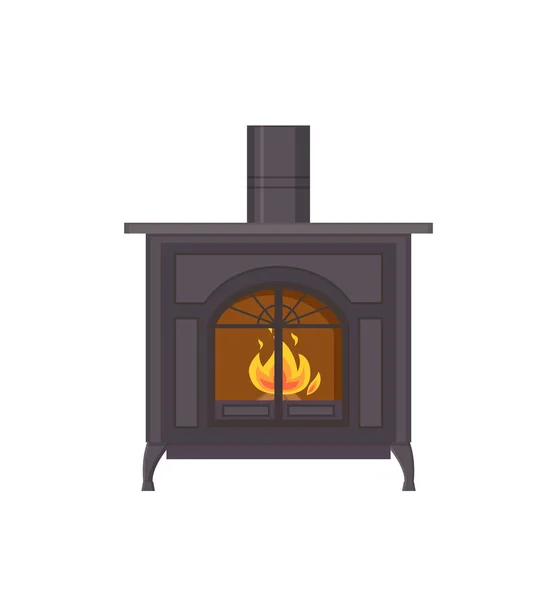 Fireplace Made of Metallic Material Isolated Icon — Stock Vector