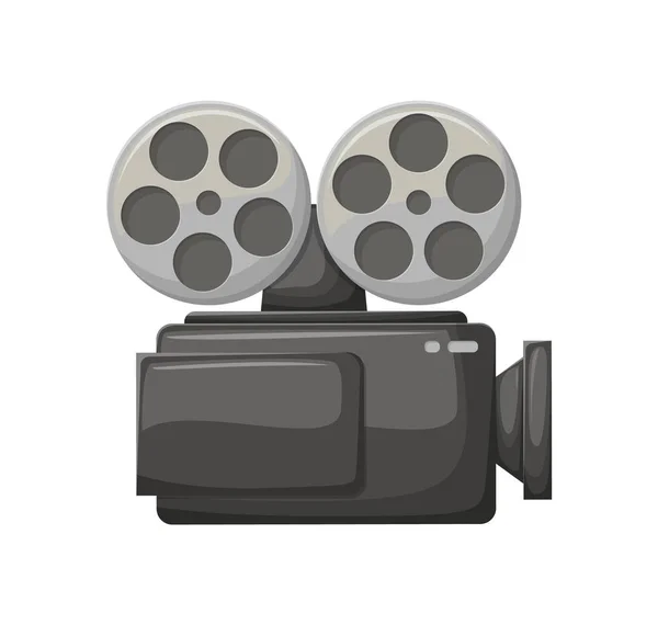 相机制作电影矢量 孤立的摄像头图标与卷轴 电影摄影 电影业电视电影设备技术 — 图库矢量图片