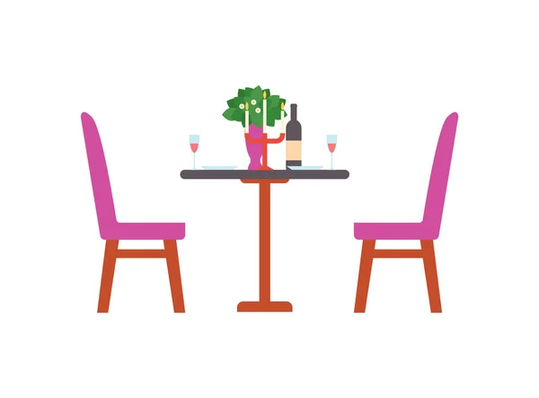 ロマンチックなテーブルを用意しています。ワイン、シャンデリア — ストックベクタ