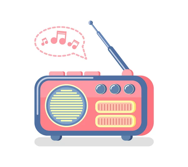 Radio och spelar musik, noter och vågor-ikonen — Stock vektor