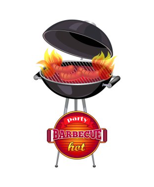 Parti barbekü sıcak Poster vektör çizim