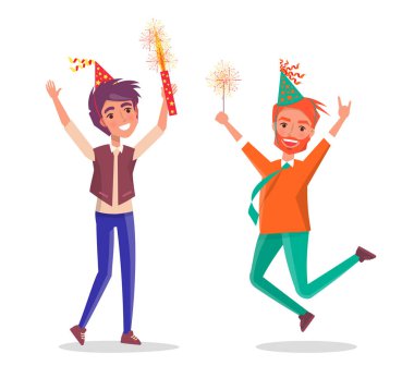 Çizgi film erkekler doğum günü partisi, havai fişek kutlama