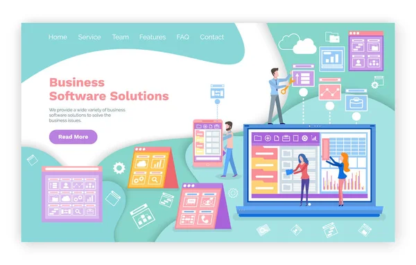 Business Software Solutions Web Page Template — Stock vektor