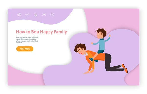 Jak být šťastná rodina webové stránky s Ukázka textu — Stockový vektor