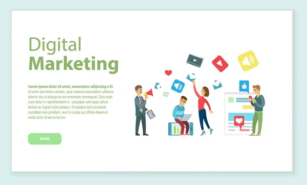 Marketing Digital, Internet Business Online Page — Vetor de Stock