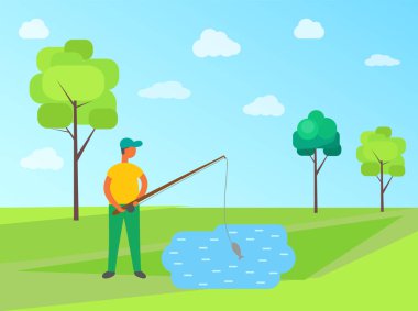 Erkek gölde balıkçılık, vektör Fisher, Rod izole