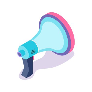 Megafon sembolik izole 3d simgesi, yayın