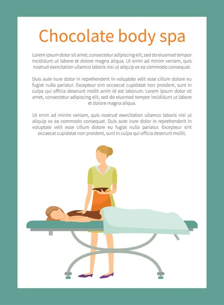 Chocolade lichaam Spa Poster met tekst monster Vector — Stockvector