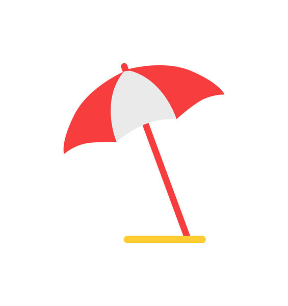 Beach Umbrella Emblem Cartoon Isolated Vector Icon