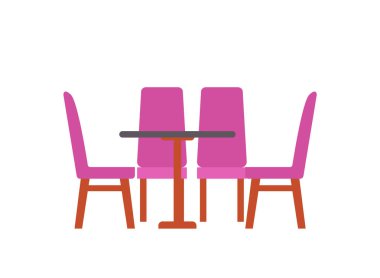 İzole dört sandalye masa. Vektör mobilya