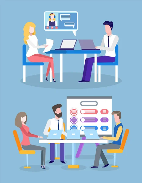 People on Seminar Discussing Results of Business — Stock Vector