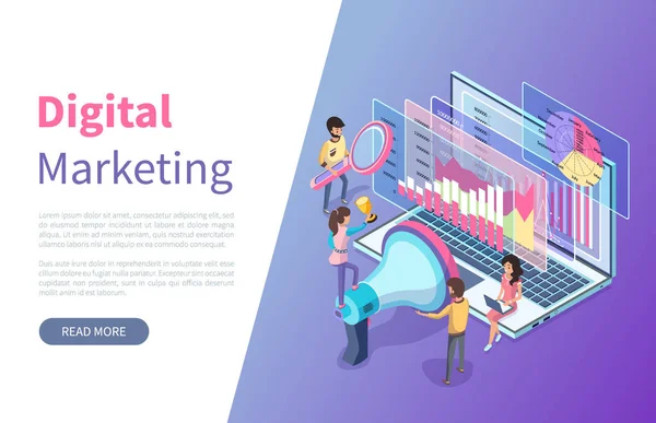 Digitales Marketing Online-Webseite, Statistiken — Stockvektor