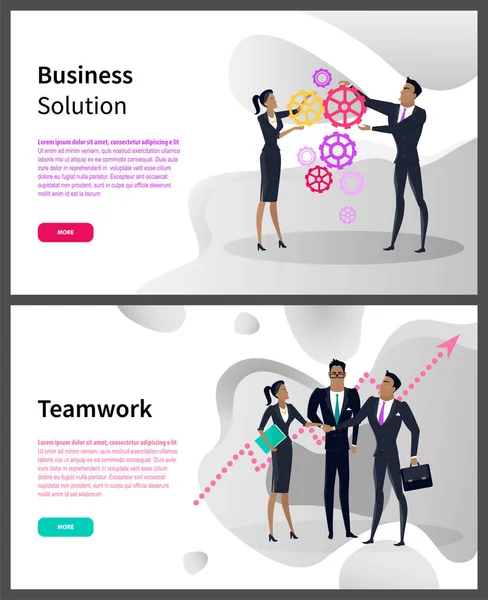 Business-Lösung und Teamwork Online-Webseiten — Stockvektor