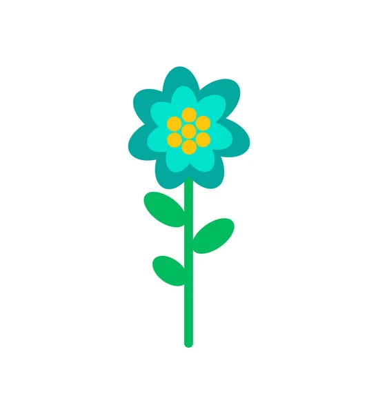 Flower Doodle in Blue and Yellow Color Vector Icon — Stock Vector