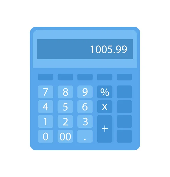 Calcolatrice con pulsanti e numeri, vettore matematico — Vettoriale Stock