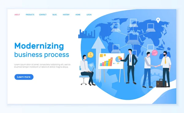 Modernisierung von Geschäftsprozessen im Netzwerk — Stockvektor