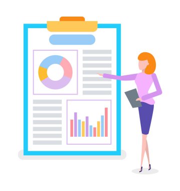 İşkadını sunudaki, Flip Chart vektör