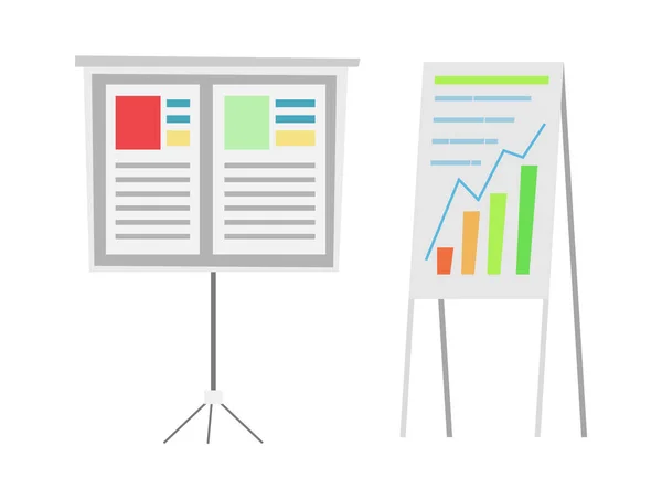 Infografik och diagram som visar information, Whiteboards — Stock vektor