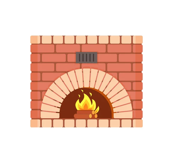 Lareira de tijolo à prova de fogo Arco Hearth Brickwork — Vetor de Stock