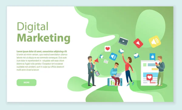 Digital Marketing Persone che lavorano sul marchio — Vettoriale Stock