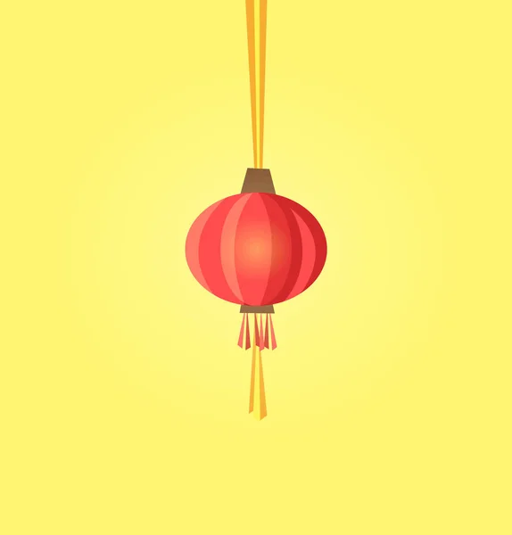 Linterna hecha de papel Icono de artículo de decoración china — Vector de stock