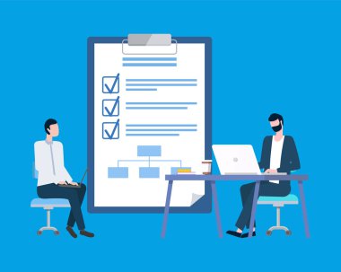 Liste onay işaretleri not defteri, işadamları ile