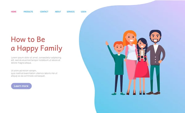 Come Essere Felici Sito Web della Famiglia con le Persone Web — Vettoriale Stock