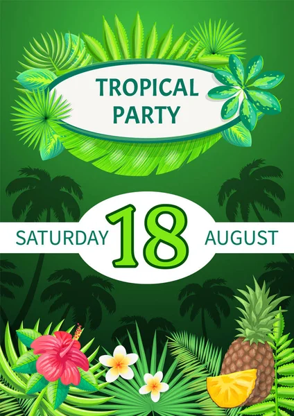 Banner de tema de festa tropical, Vector Summer Placard — Vetor de Stock