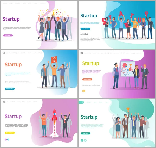 Startup Pessoas trabalhando no escritório, ideias de negócios — Vetor de Stock
