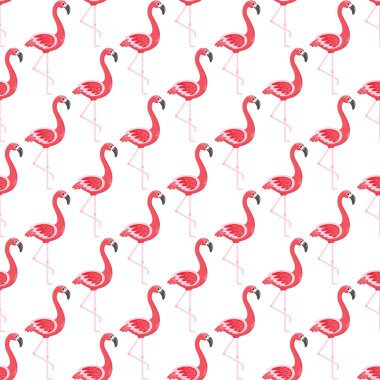 Flamingo Seamless Modeli, egzotik kuşlar doğa