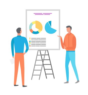 Adam sunu, iş seminer beyaz tahta üzerinde