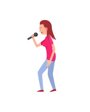 Kadın Solo konser, sanatçı vektör yan görünüm