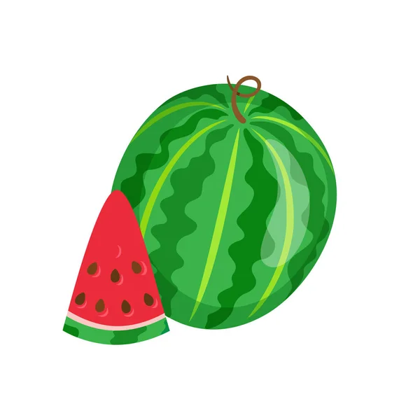 Sandía dulce fruta en rodajas exótico icono de la baya — Vector de stock