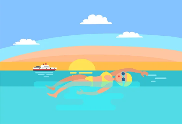 Illustration vectorielle féminine de natation de dos — Image vectorielle