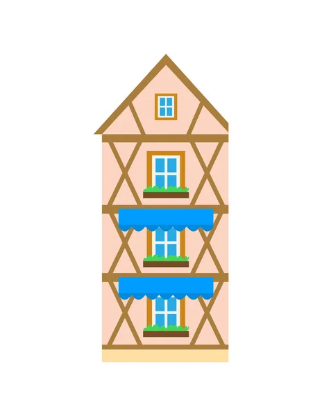 House in Old Style Design, Building Estate Icon — Stock Vector