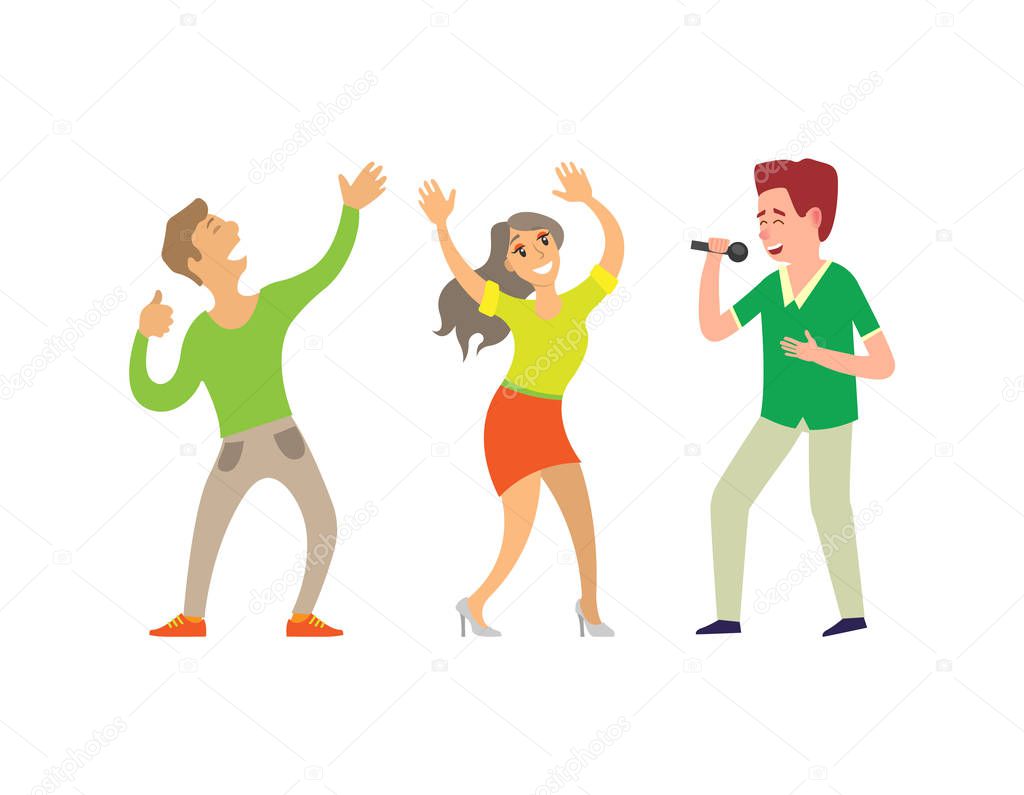 Music Singer and People Dancing in Club Isolated