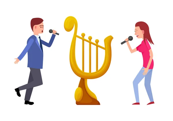 Torneo de Música, Cantantes con Arpa Trofeo de Oro — Archivo Imágenes Vectoriales
