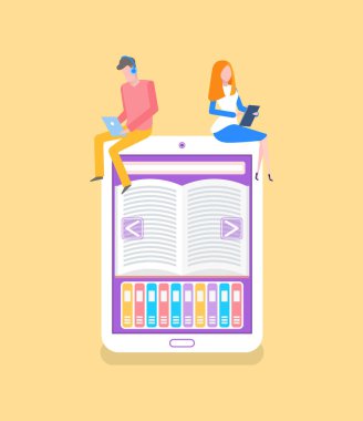 Elektronik kitap eBook gönüllülük üstünde oturan insanlar