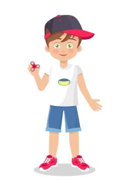 Vektör şablon küçük çocuk withspinner oyuncak