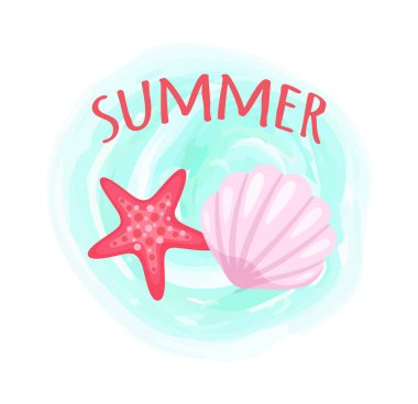 Deniz yıldızı ve deniz kabuğu, kabuklu Closeup yumuşakça Set