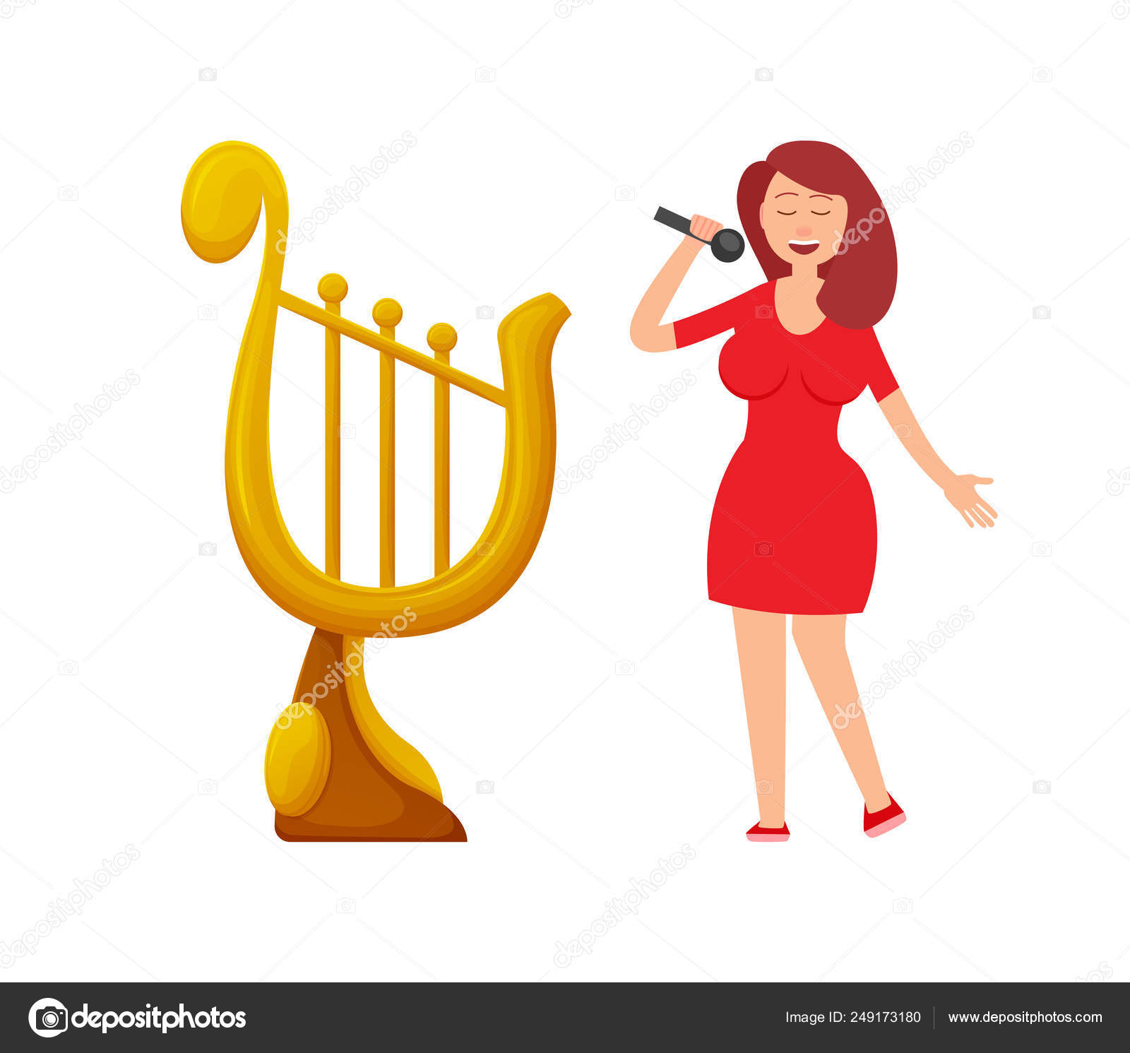 Prêmio de Música em Forma de Harpa, Lady Singer Singing vetor(es) de stock  de ©robuart 249173180
