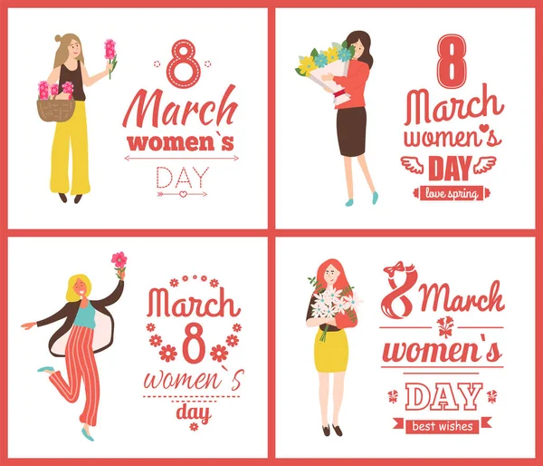 8 March Celebration of International Womens Day — Stock Vector