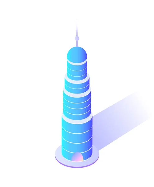 Wolkenkrabber met Sharp Top moderne stad architectuur — Stockvector