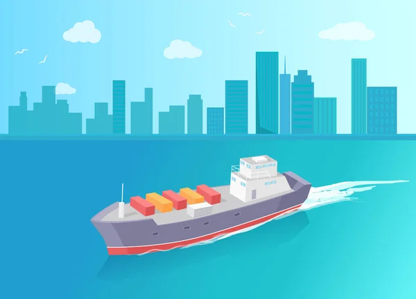 Kargo gemisi yaprakları izleme deniz deniz gemi simgesi — Stok Vektör