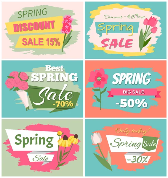 Etiqueta de primavera con flores, Vector de oferta web — Vector de stock